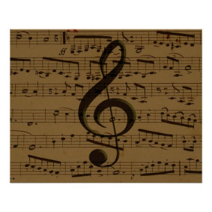 Poster Musical Treble Clef Sheet Musique Classique