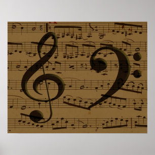 Poster Musical Treble Clef Sheet Musique Classique