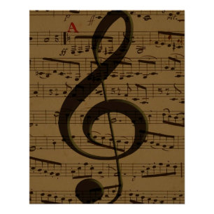 Poster Musical Treble Clef Sheet Musique Classique
