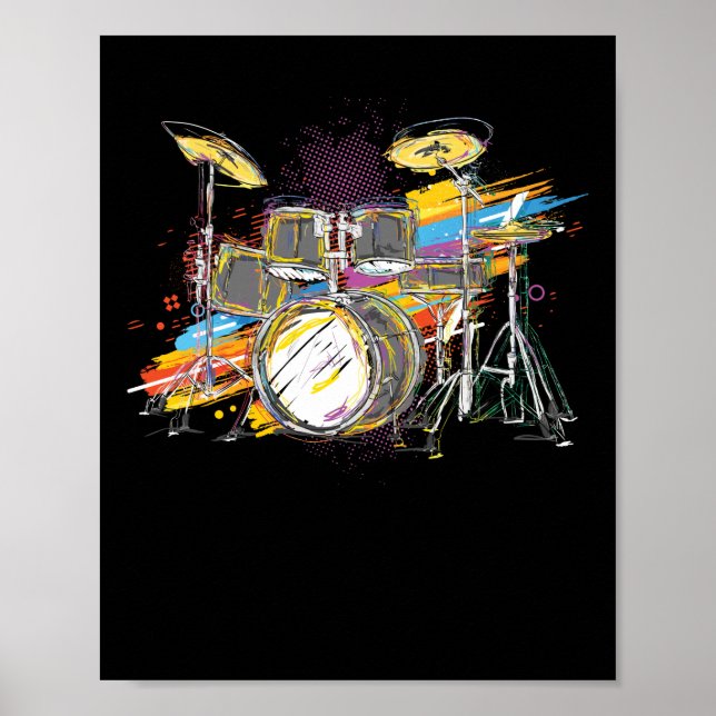 Poster Musicien À Tambour Pour Aquarelle À Tambour (Devant)