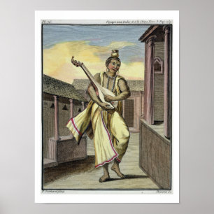 Poster Musicien avec le luth indien, du 'voyage Indes