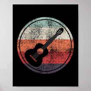 Poster Musicien de guitare acoustique Baid Retro