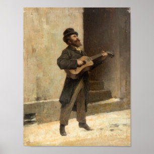 Poster Musicien de rue avec guitare (par Gerolamo Induno)