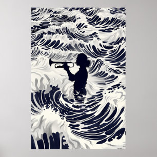 Poster Musicien Jouer Trumpet - Jazz Music Wall Art Pos