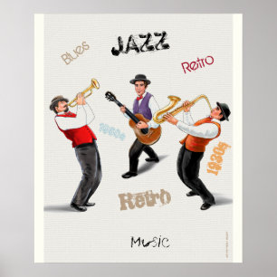 Poster Musiciens de jazz Musique rétro Blues Vintage Art