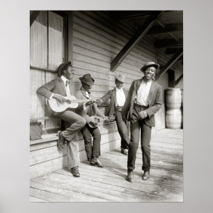 Poster Musiciens en route, 1908. Photo ancienne