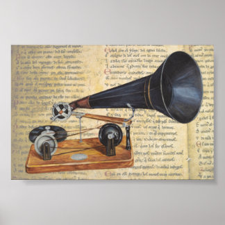Poster Musique Art avec un phonographe antique Talking