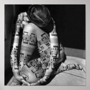Poster Musique-artiste, blanc et noir