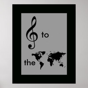 Poster musique au monde, clef tréble