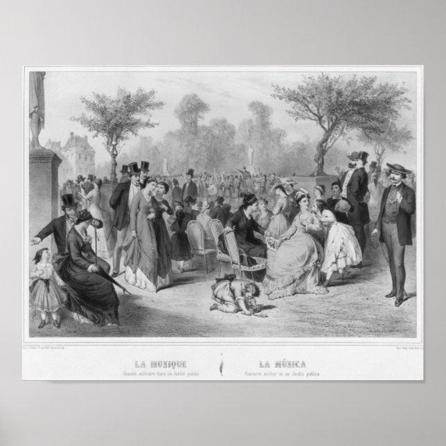 Poster Musique, concert militaire dans un jardin public (Devant)