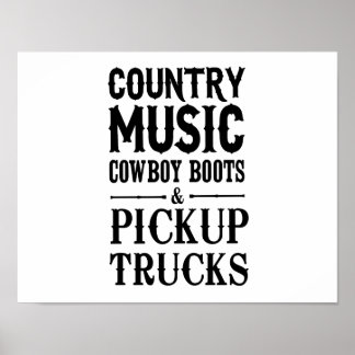 Poster Musique country, Bottes de cowboy et Camions de ra