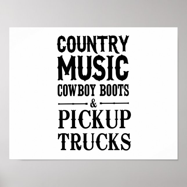 Poster Musique country, Bottes de cowboy et Camions de ra (Devant)
