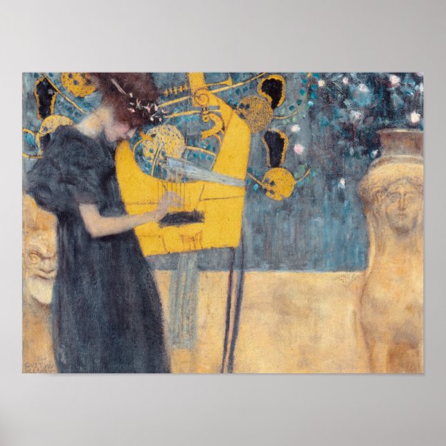 Poster Musique de Gustav Klimt - Vintage (Devant)