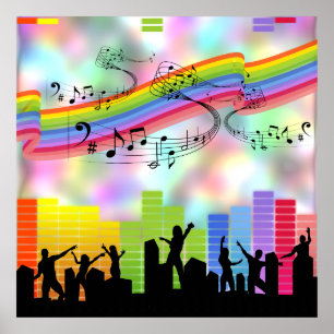 Poster Musique de soirée colorée
