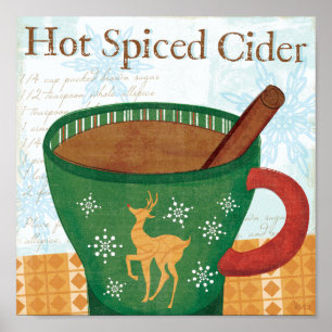 Poster Musique de vacances avec cidre épicé chaud