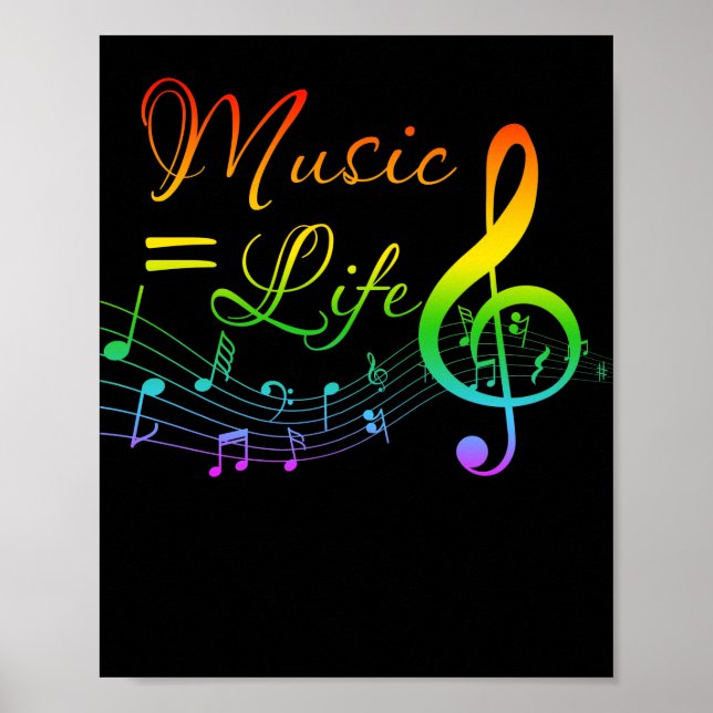 Poster Musique égale vie Treble Clé Amateurs de musique (Devant)