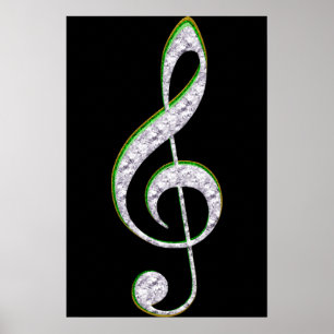 Poster MUSIQUE Émeraude et diamant Clé Treble