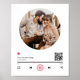 Poster Musique mariage QR Code Couple Anniversaire Photo