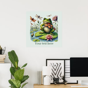 Poster Musique mignonne jouant grenouille personnalisable