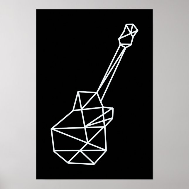 Poster musique moderne guitare géométrique sur noir (Devant)
