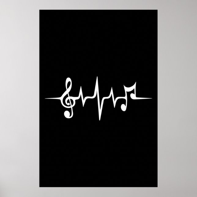 Poster Musique Notes d'impulsions Clé Fréquence Wave Soun (Devant)