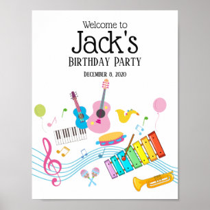 Poster musique party guitare tambour ensemble musical, si