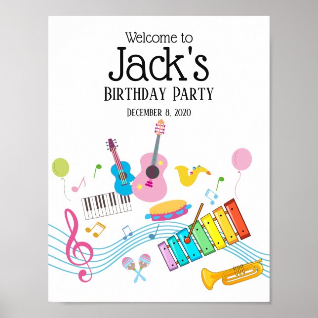 Poster musique party guitare tambour ensemble musical, si (Devant)