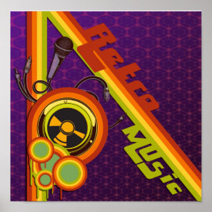 Poster musique rétro funky vectoriel art