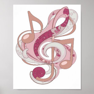 Poster Musique rose chic DESIGN MODERNE EN ROSE