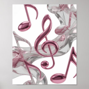 Poster Musique rose fraîche en mouvement Texte Design