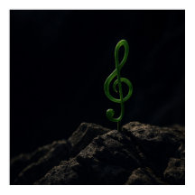Musique si la vie - Treble Clef Plante sur un Rock