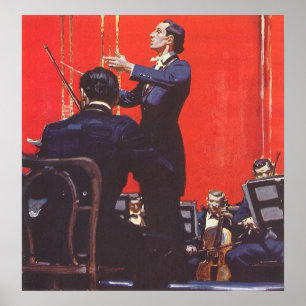 Poster Musique Vintage, Direction d'un Orchestre
