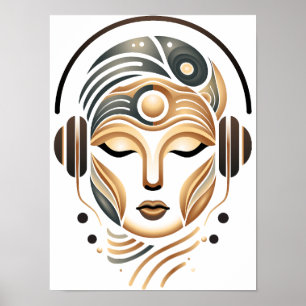 Poster Musique zen minimaliste déesse géométrique abstrai