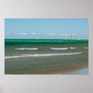 Poster Muskegon Pier Light, Muskegon, Michigan