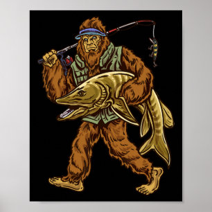 Poster Muskie Fishing Bigfoot Musky Hunter Pêcheurs 1