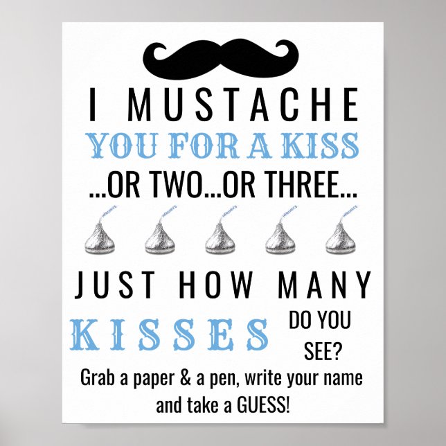 Poster Mustache thème Baby shower jeu (Devant)