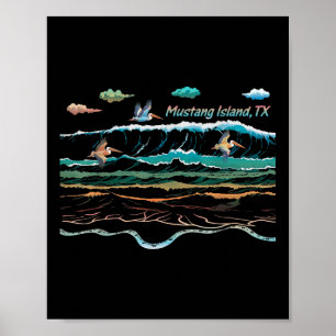Poster Mustang Island Texas Colorful Cravate coloré Plage