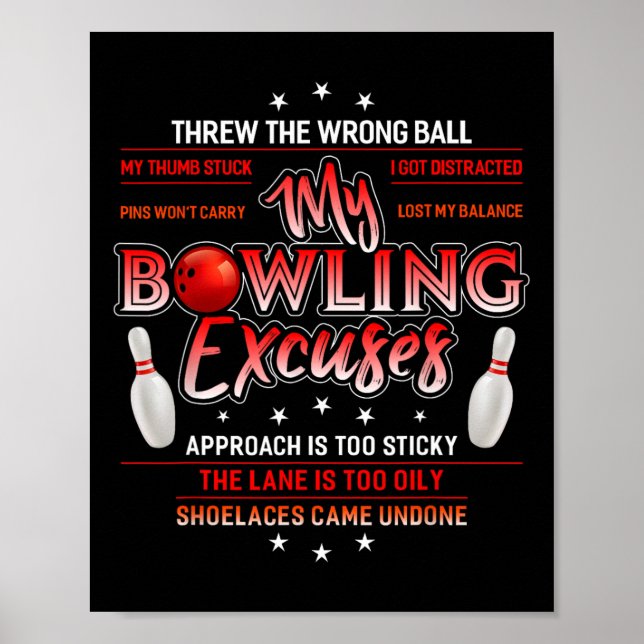 Poster My Bowling Excuse Drôle Bowling (Devant)