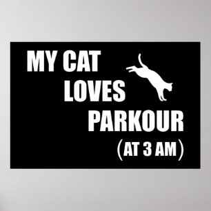 Poster My Cat Loves Parkour (À 3H00) Drôle Amoureux des c