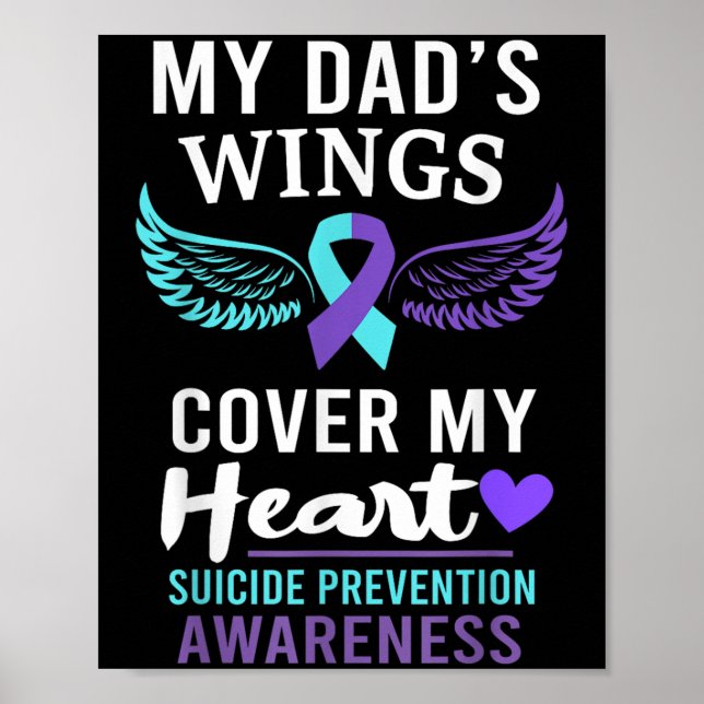 Poster My Dad's Wings Cover Heart Suicide Awareness Ribbo (Devant)
