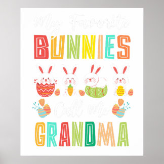 Poster my favorite bunnies call me grandma, retro, vintag