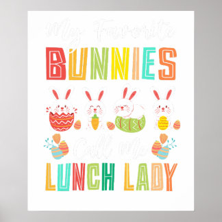 Poster my favorite bunnies call me lunch lady, retro, vin