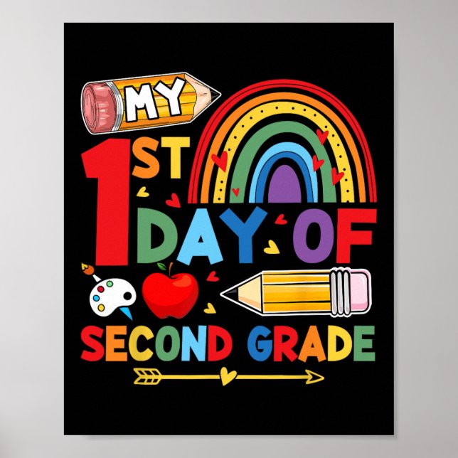 Poster My First Day Of 2nd Grade Second Grade Rainbow  (Devant)