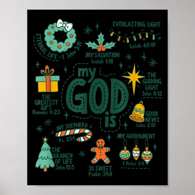 Poster My God Is Christmas Jesus Is The Reason Faith Chri (Devant)