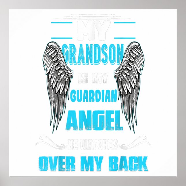 Poster My Grandson Is My Guardian Angel Watches Over Gift (Devant)