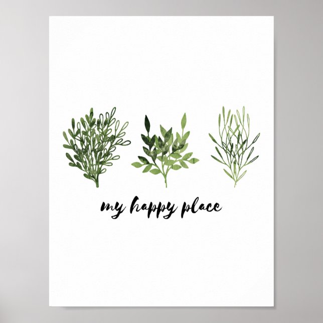 Poster My Happy Place Watercolor Botanical Print (Devant)