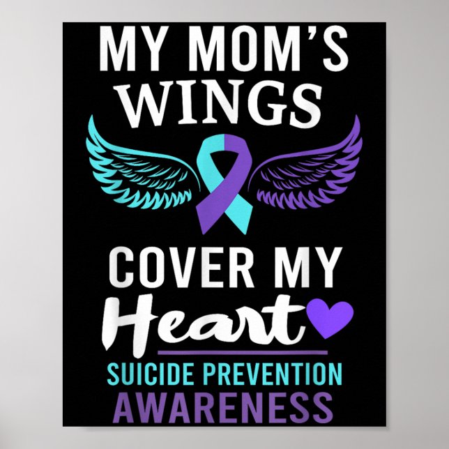 Poster My Mom's Wings Cover Heart Suicide Awareness Ribbo (Devant)