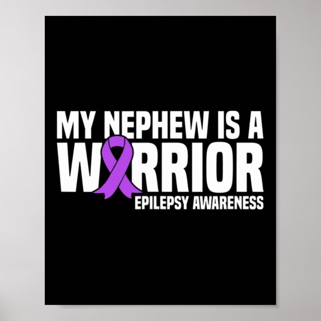 Poster My Nephew Is A Warrior Purple Ribbon Epilepsy Awar (Devant)