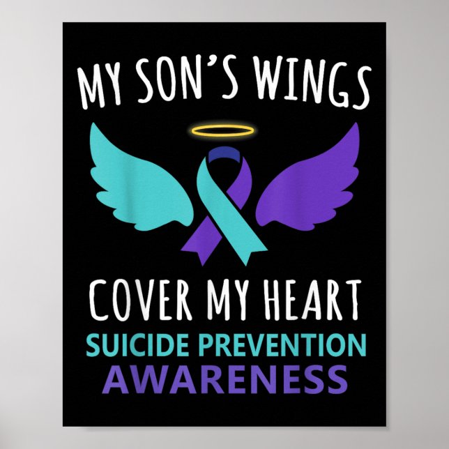Poster My Son's Wings Cover Heart Suicide Awareness Ribbo (Devant)
