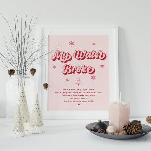 Poster My Water Broke Noël Baby shower Jeu